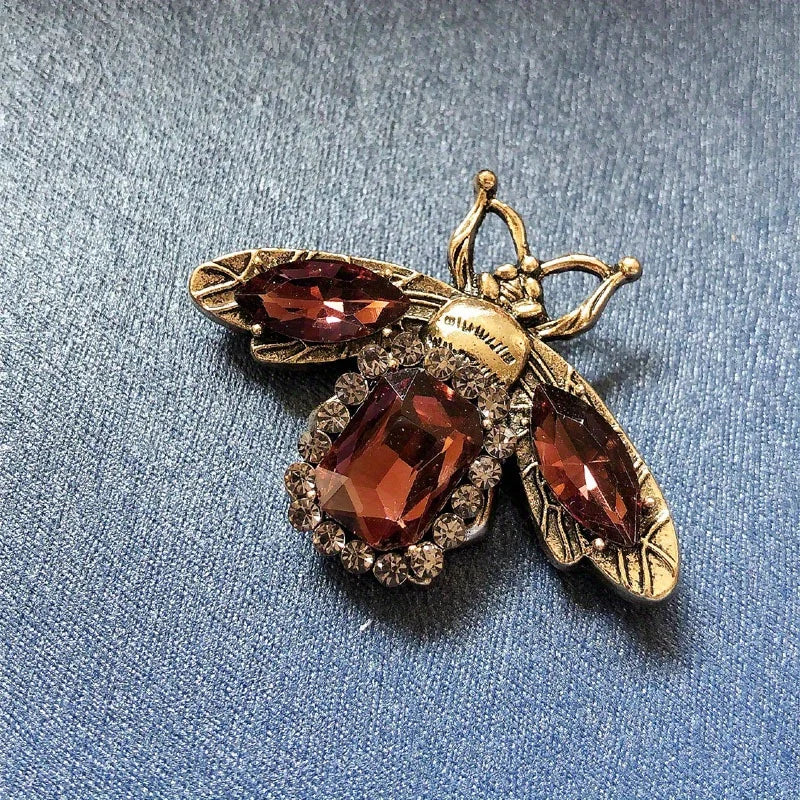 SKEDS Luxury Exaggerated Vintage Women Girls Crystal Bee Brooch Pin Fashion Elegant Lady Exquisite Insect Rhinestone Badges