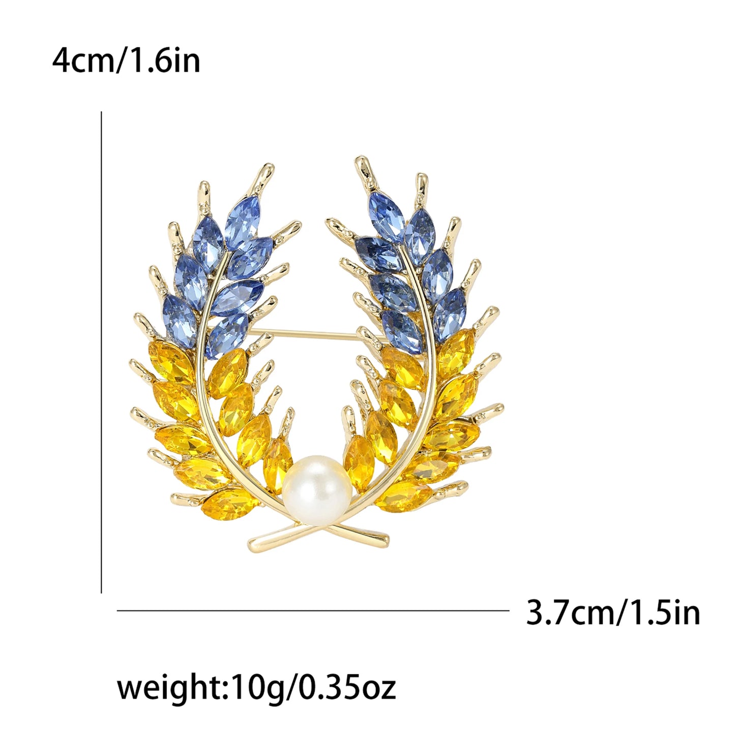 Beaut&Berry Ear of Wheat Brooches for Women Rhinestone Blue and Yellow Plant Pins 5-Color Unisex Casual Accessories Gifts
