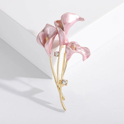 Luxury Pearl Enamel Flower Brooches for Women 4-color Botanical Pins Elegant Casual Accessories Perfect Gifts