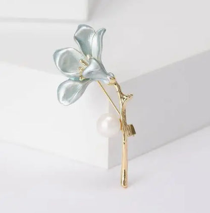 Resin Tulip Brooch for Women Unisex Rhinestone Flower Pin Pearl Plant Lapel Pin Banquet Party Backpack Gifts Jewelry Accessories