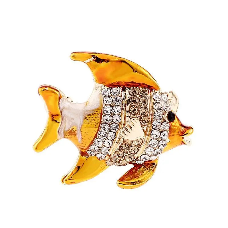 SKEDS Fashion Cute Fish Crystal Enamel Brooch Pin For Women Men Trendy Sea Animal Vintage Brooches Badges Clothes Jewerly Gift