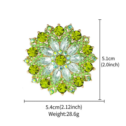 Luxury Green Rhinestone Sunflower Brooches for Women 4 Color Flower Plant Lapel Pins Party Jewelry Accessories