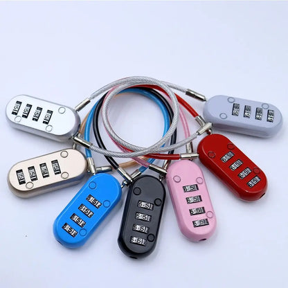Zinc alloy 4 Digit Password Lock Wire Rope Anti-theft Backpack Zipper Lock Padlock Dormitory Cabinet Lock for Home&Travel