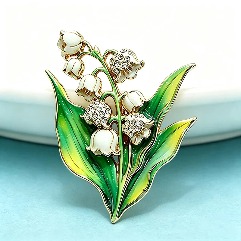 Wuli&baby Beautiful Lily Flowers Brooches For Women 2-color Enamel Rhinestone Plants Party Office Brooch Pins Gifts
