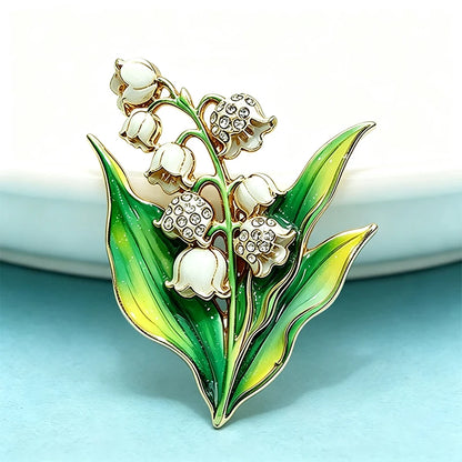 Wuli&baby Beautiful Lily Flowers Brooches For Women 2-color Enamel Rhinestone Plants Party Office Brooch Pins Gifts