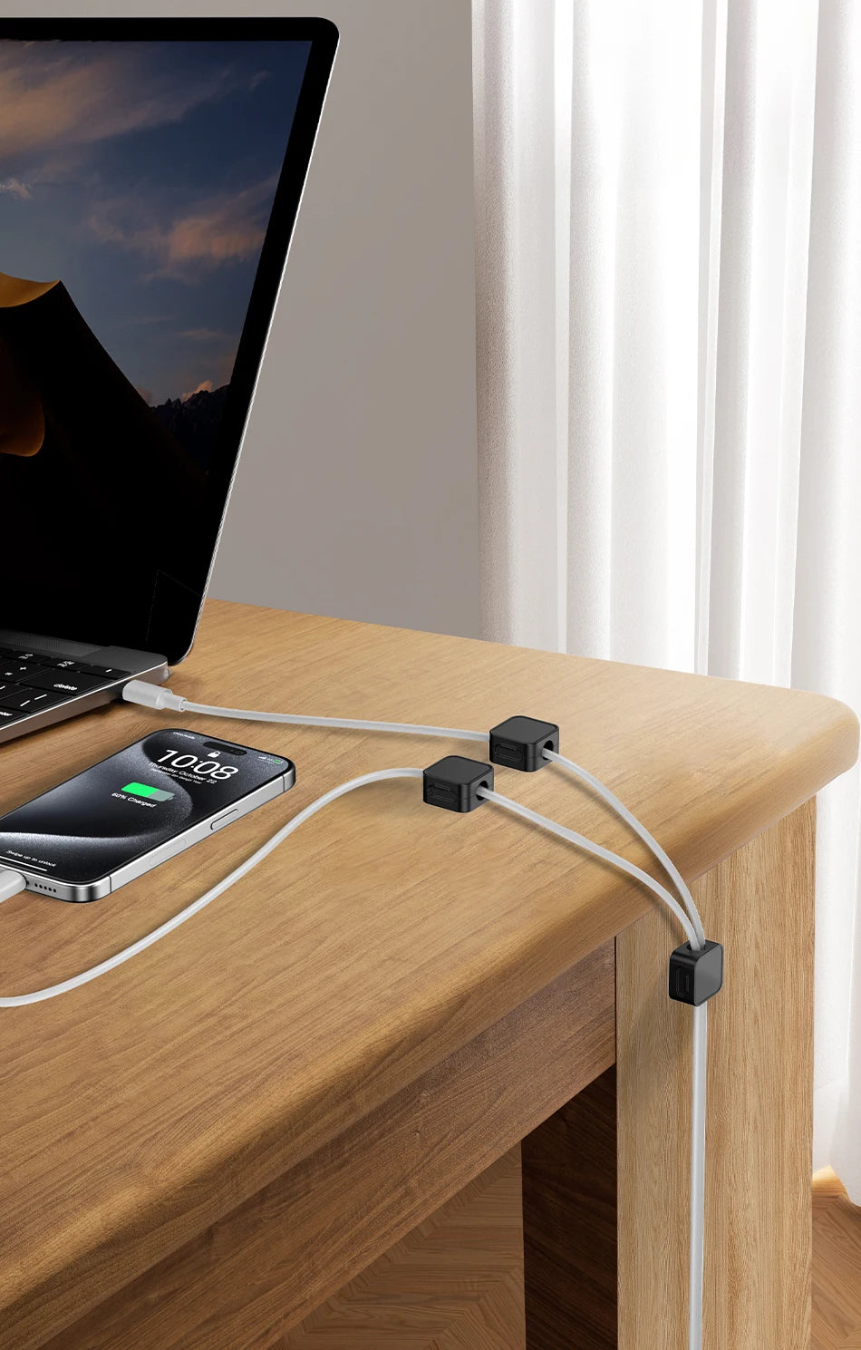 Rocoren Magnetic Cable Organizer Smooth Adjustable Cord Holder Magnet Desktop Cable Management Wire Protector Cable Clips Set