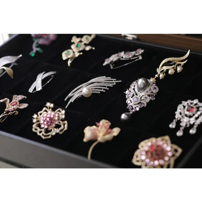 Elegant Luxury Zirconia Brooch Pin Jacket Accessory Hibiscus Flower High End Chest Flower Pin Chinese Traditional Jewelry