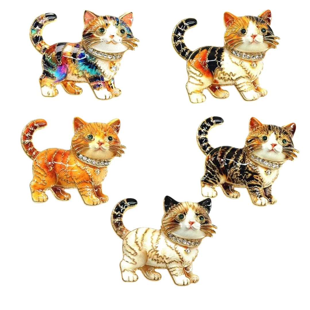 Baroque Luxury Cartoon Cat Animal Design Brooches for Men and Women, Jewelry, Fashion Accessories, Wedding, Holiday, Party Gifts