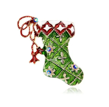 Green Rhinestone Christmas Tree Brooches Pins For Women Man Unisex Crystal Jewelry Gifts Clothes Accessories