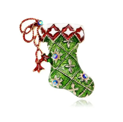 Green Rhinestone Christmas Tree Brooches Pins For Women Man Unisex Crystal Jewelry Gifts Clothes Accessories