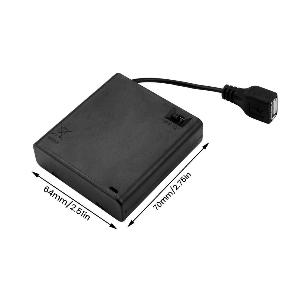 Portable Mini 3 4 x AA Battery Holder Storage Box Case USB Power Supply Battery Box For LED Strip Light 4.5V 6V Battery Holder