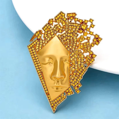 Wuli&baby Sparkling Face Brooches Rhinestone Art Character Figure Party Office Brooch Pins Gifts