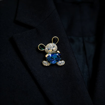 SKEDS Girl Cute Mini Little Mouse Brooch Blue Crystal Animal Bear Pin Badge Scarf Buckle Luxury Corsage for Women and Men