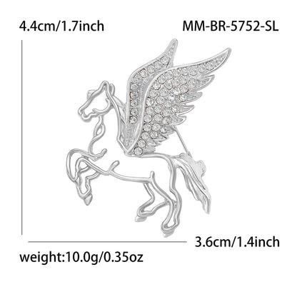 Beaut&Berry Luxury Rhinestone Pegasus Brooches for Women Unisex Animal Pins Casual Party Jewelry Accessories Gifts Decoration