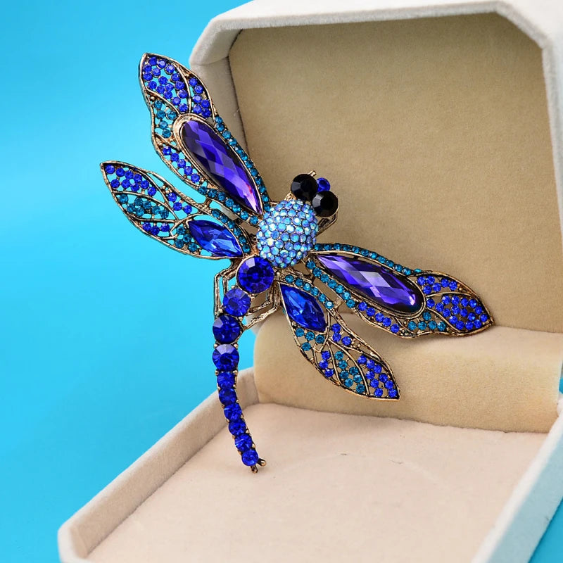 New Blue Dragonfly Bird Woman Brooch Pin Pendant Rhinestone Crystal Gifts