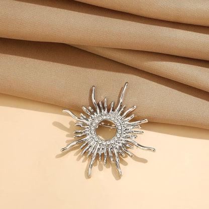 Antique Jewelry Fashion Golden Sun God Brooch for Women Men Coat Accessories Female Vintage Crystal Brooches