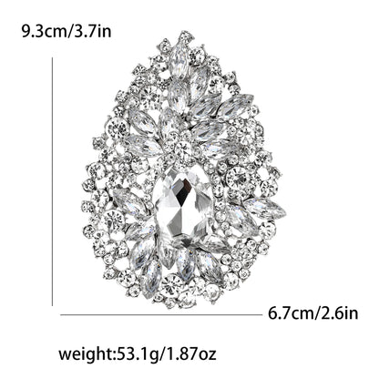 Beaut&Berry Luxury Crystal Flower Brooches for Women Unisex Water Drops Pins Friends Party Gifts Banquet Jewellery Accessories