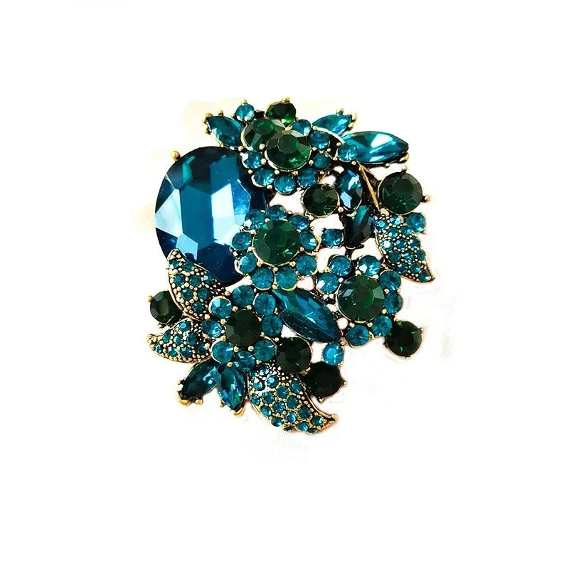 Women Style Stylish Flower Rhinestone Alloy Brooch Jacket Coat Jewelry