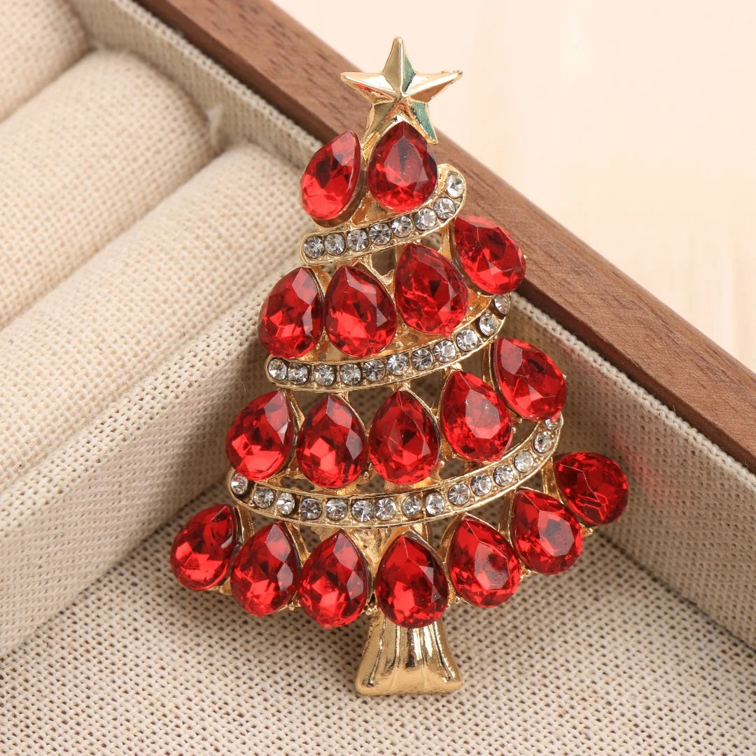Baroque Luxury Christmas Tree Design Brooches and Pins for Men and Women, Jewelry, Fashion Accessories, and Party Gifts