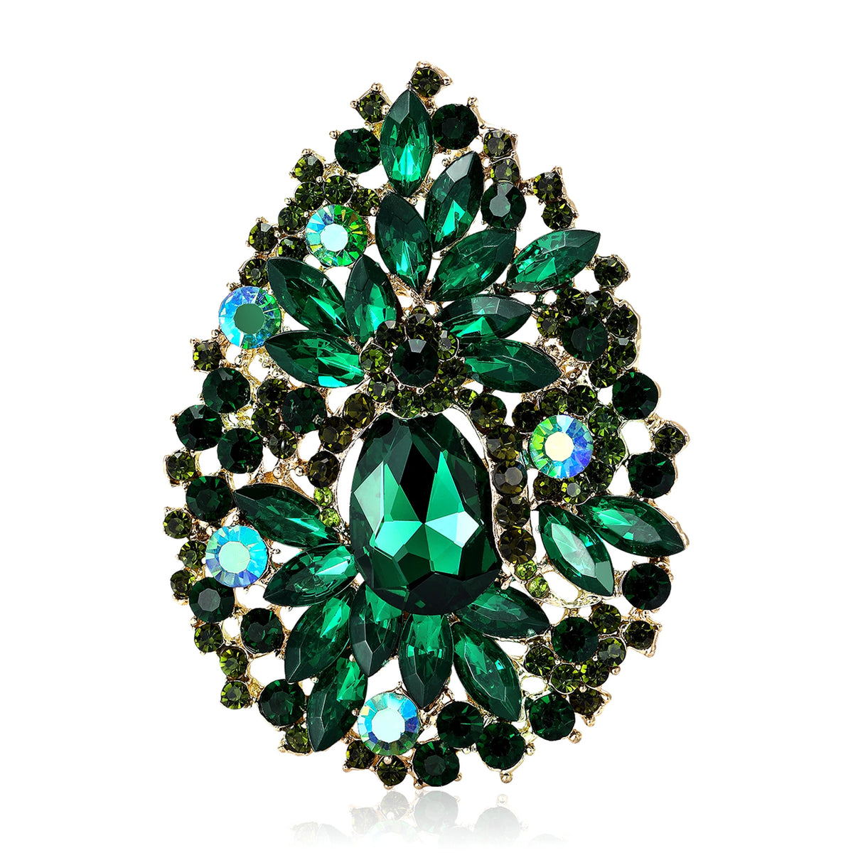 Beaut&Berry Luxury Crystal Flower Brooches for Women Unisex Water Drops Pins Friends Party Gifts Banquet Jewellery Accessories