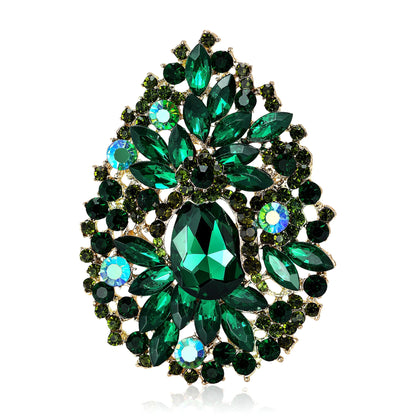 Beaut&Berry Luxury Crystal Flower Brooches for Women Unisex Water Drops Pins Friends Party Gifts Banquet Jewellery Accessories