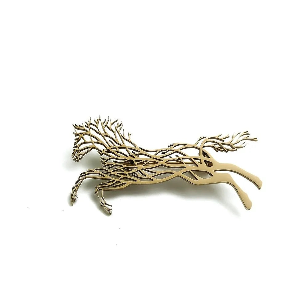 Luxury Running Horses Brooch Trendy Classic Zodiac Animal Lapel Pins Casual Jewelry Leopard Stainless Steel Brooches for Women