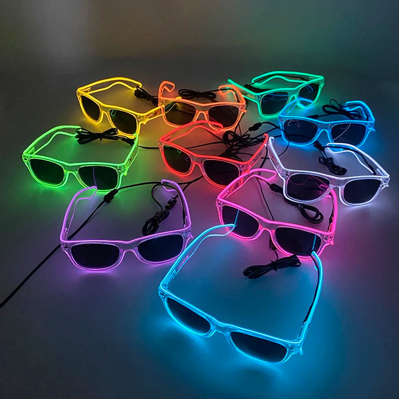 Light Up Led Glasses Neon Party Luminous Glasses EL Wire Glowing Sunglasses Novelty Gift for Adult Glow Bright Light Supplies
