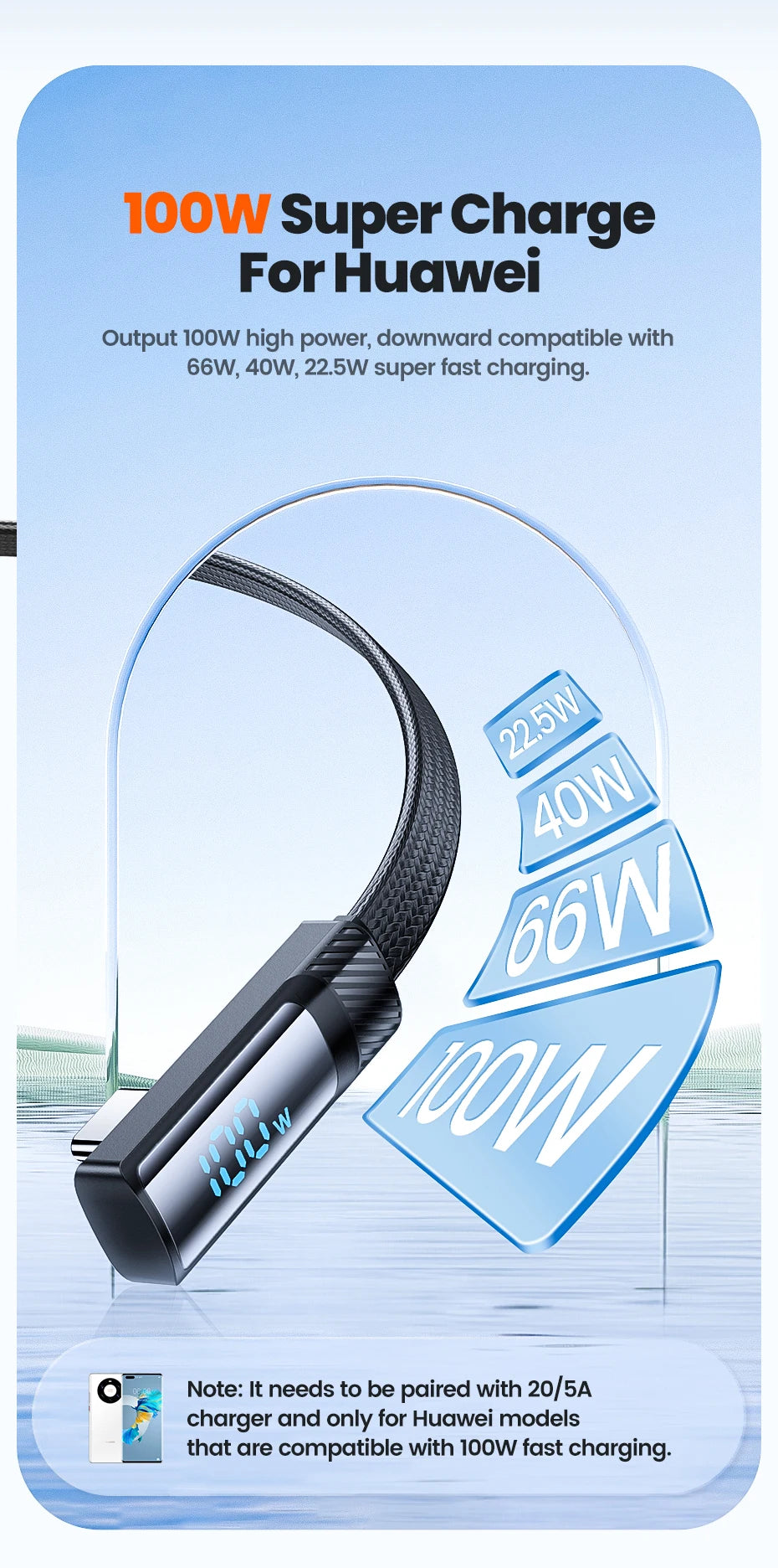 Toocki 90 Degree USB C Cable 6A Fast Charging Elbow Type C Cable for Huawei P40 Realme Samsung S20 Digital Display Data Cable