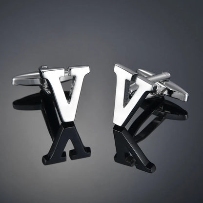 Simple Silver Color 26 Letter Cufflinks for men A to Z Alphabet Initial Cuff Links Business Suit Shirt Button Wedding Jewelry