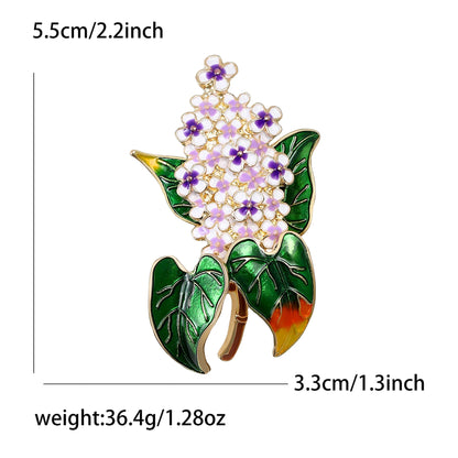 Beaut&Berry Luxury Enamel Hyacinth Brooches for Women Unisex Plant Pins Casual Party Jewelry Accessories Gifts Decoration