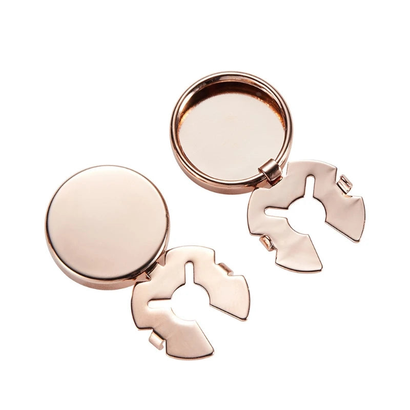 1 Pair Brass Round Button Cover Cufflinks Formal Shirt Cuff Links Fine Details Imitation Cuff Links for Photo Shooting
