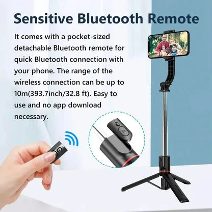Wireless Selfie Stick for Smartphone 44 Inch Tripod with Bluetooth Remote Foldable Stand for Vlog Shooting Record