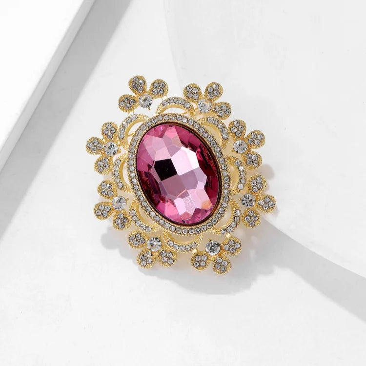 2026 New Palace Style Geometric Flower Brooch Luxury Lapel Pin for Women Party Jewelry Accessories Gift