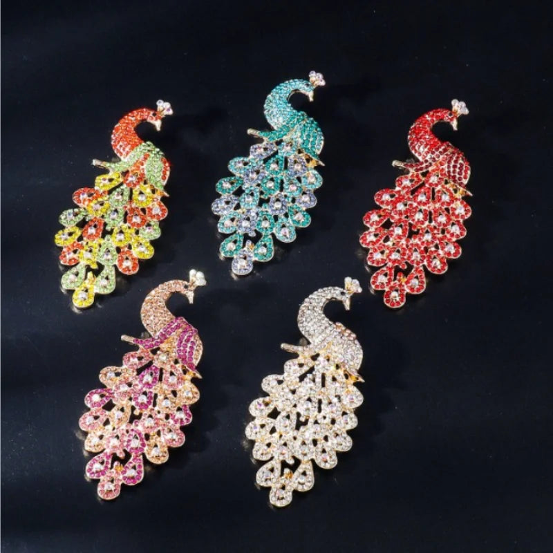 Exquisite Colorful Peacock Rhinestone Brooch Animal Lapel Pin Suit Coat Dress Fashion Jewelry Accessories Gifts
