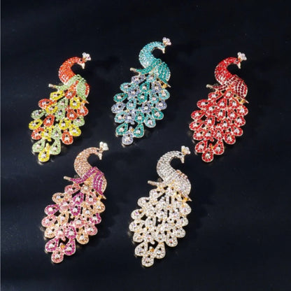Exquisite Colorful Peacock Rhinestone Brooch Animal Lapel Pin Suit Coat Dress Fashion Jewelry Accessories Gifts