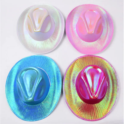 LED Glowing Cowgirl boy Hat Neon Luminous Bride Hat For Holiday Light Up Supplies Fluorescent Party Props Bachelorette Party Hat