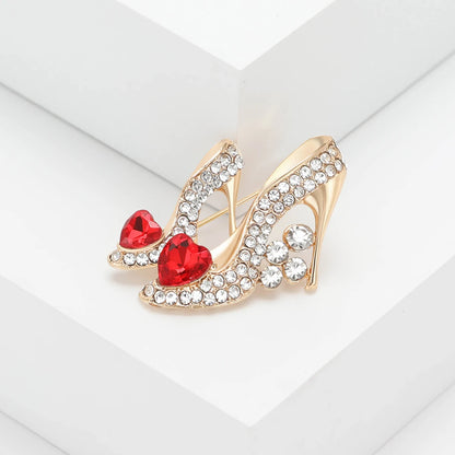 Elegant Rhinestone High-Heel Brooches for Women Unisex Decoration Pin Event Party Backpack New Fashion Gifts Clothes Accessories