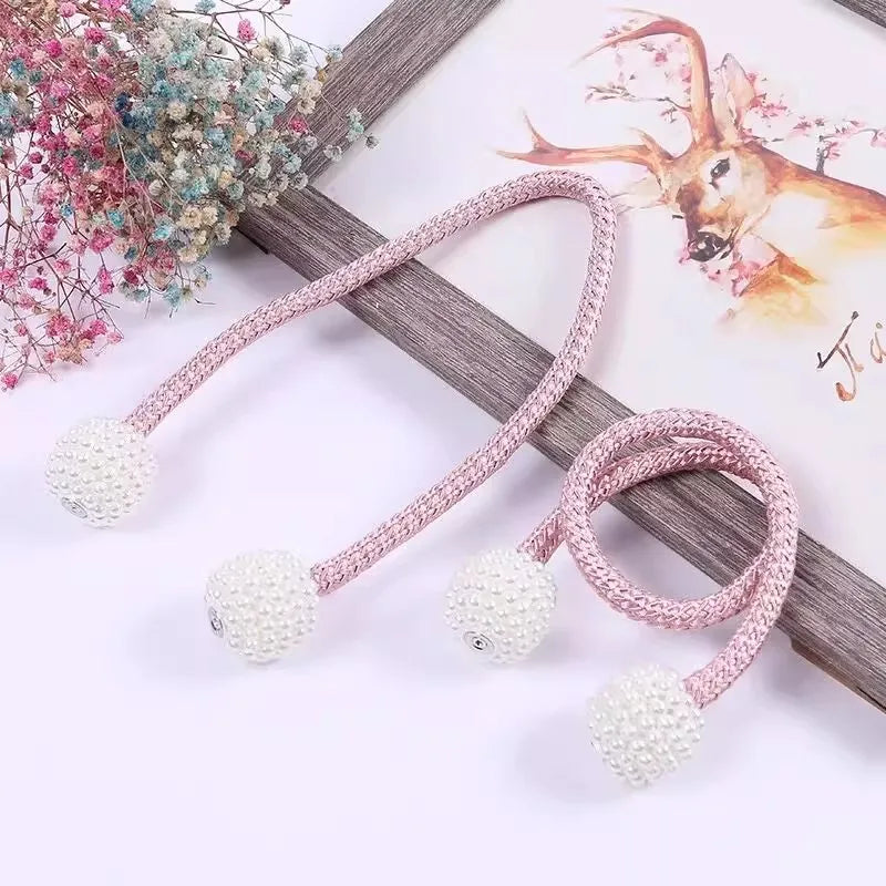 2pcs magnetic curtain tiebacks, a pair set, French-style mutual attraction premium gathering ropes, no drilling required.