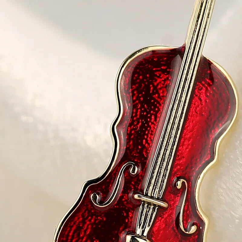 Fashion Violin  Punk Brooches Crystal Rhinestone Musical Instruments Brooch Pin Jewelry Accessories