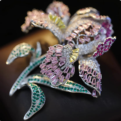 Elegant Luxury Embellished 3D Iris Flower Brooch Pin for Women Fashionable Accessory for Coats And Western Wear Chest Flower ...