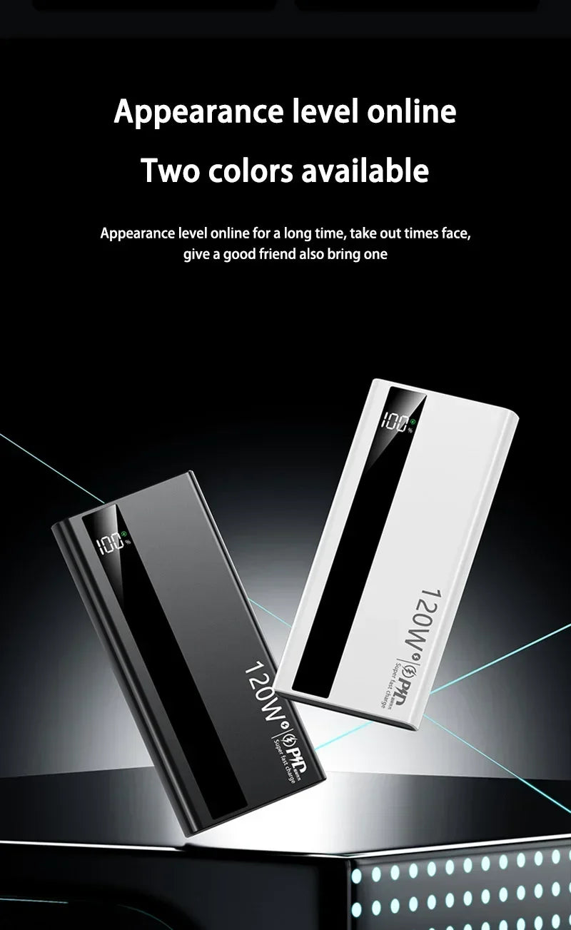 Lenovo 200000mAh Powerbank 120W Super Fast Charging Portable Battery Charger Ultra Capacity LED Digital Display For IPhone
