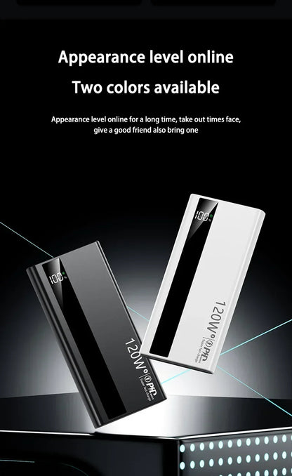Lenovo 200000mAh Powerbank 120W Super Fast Charging Portable Battery Charger Ultra Capacity LED Digital Display For IPhone