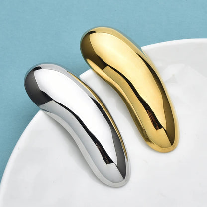 Wuli&baby Stainless Steel Geometric Bean Brooches For Women Men 2-color Minimalist Style Brooch Pins Fashion Jewelry Gifts