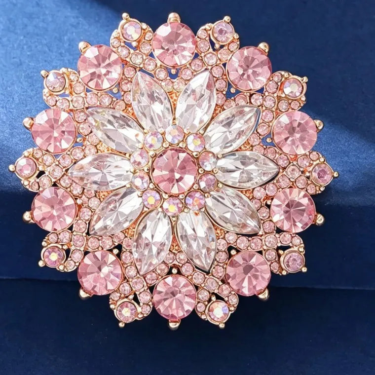Luxury Green Rhinestone Sunflower Brooches for Women 4 Color Flower Plant Lapel Pins Party Jewelry Accessories