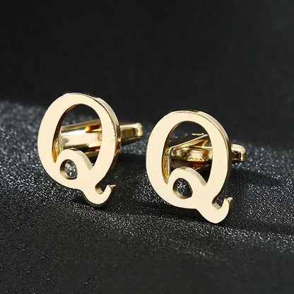 High Quality Gold Color English Letters A-Z Cufflinks for Men Luxury Jewelry Shirt Cuff Links French Business Accessories
