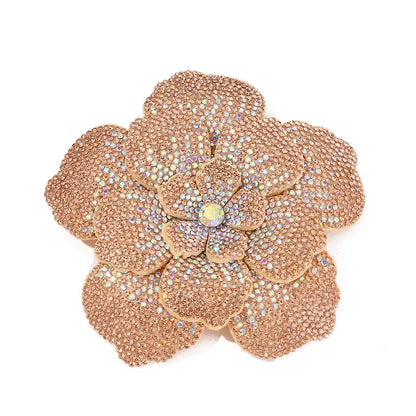 Three-dimensional Rhinestone Camellia Rose Brooch for Women's Fashion Pin High-end Luxury Jewelry Accessories Party Gift Corsage