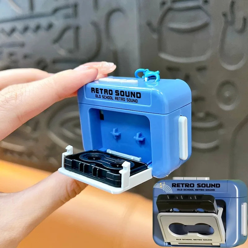 1Pcs Retro Recorder Keychain 15S Recorder Cassette Tape Keyring Student Bag Pendant Couple Friends Gift