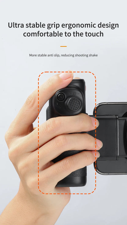 Single-Axis Phone Grip with Bluetooth LED Selfie Light, Adjustable Angle for Smartphone Photography, Video Live Streaming