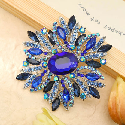 SKEDS Full Crystal Shining Boutique Flower Brooch Badges For Women Exaggerated Exquisite Decoration Pin Accessories