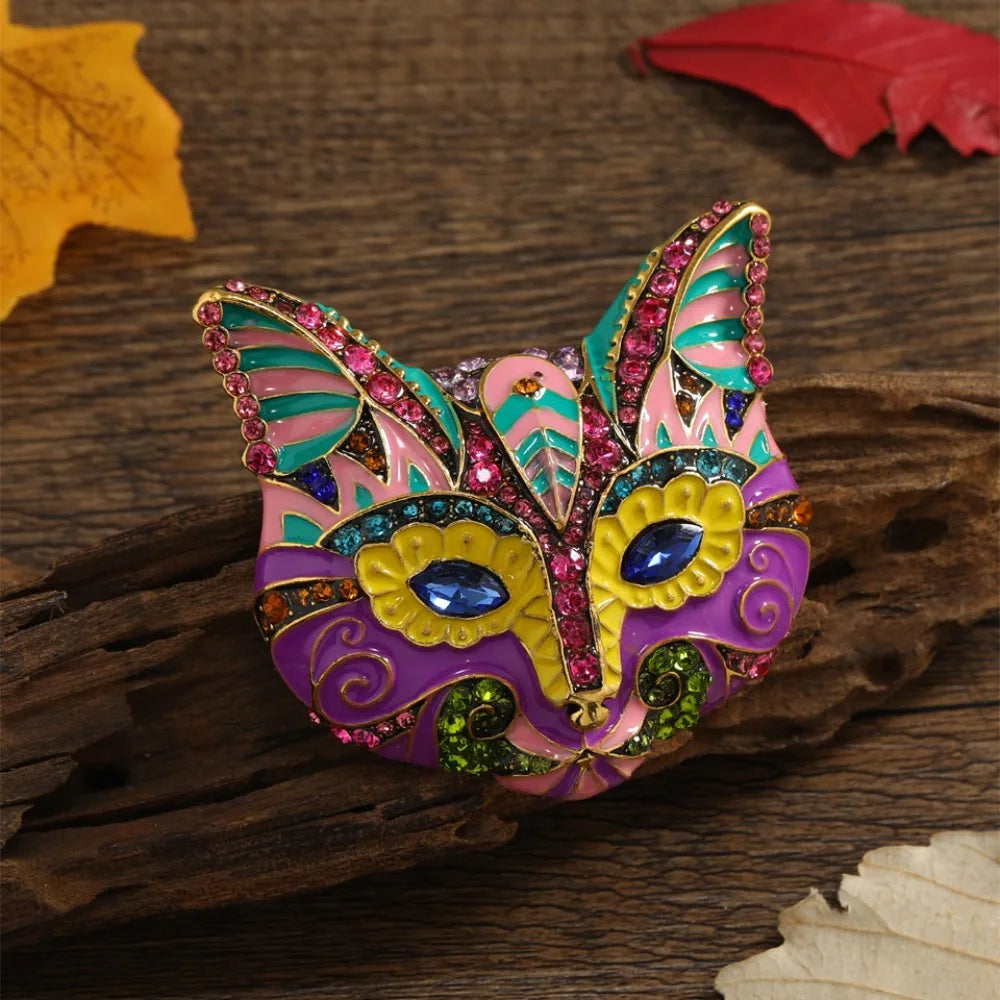 1 Piece Rhinestone Fox Head Design Ladies Brooch, Set Jacket Clothing Accessories, Party Gift Couple Dress Up, Luxury Simulation